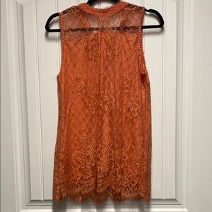 Orange Lace Sleeveless Top